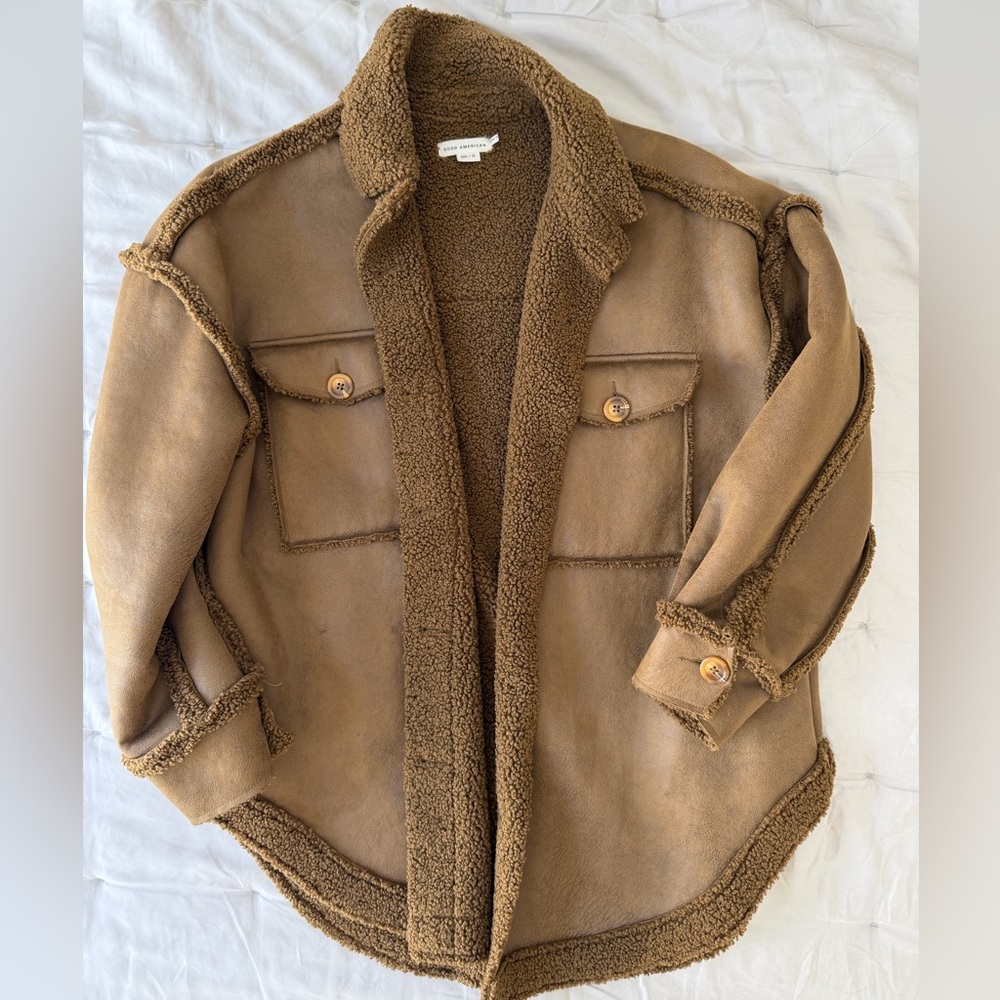 Good American Faux Shearling Shacket